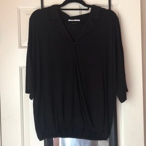 Forever 21 Black Surplice Collared Top